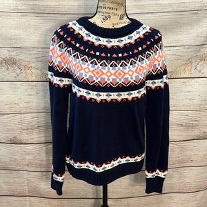 J. Crew Factory Fair Isle Crewneck Sweater Cotton Fair Trade Certified Medium